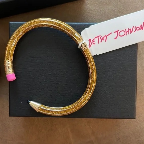 Betsey Johnson Back to School Gold Glitter Pencil Bracelet - Picture 3 of 3